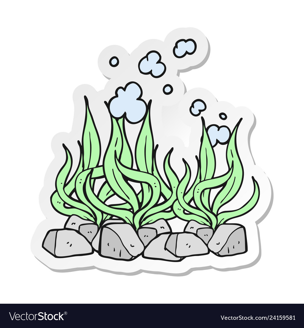 Sticker of a cartoon seaweed Royalty Free Vector Image