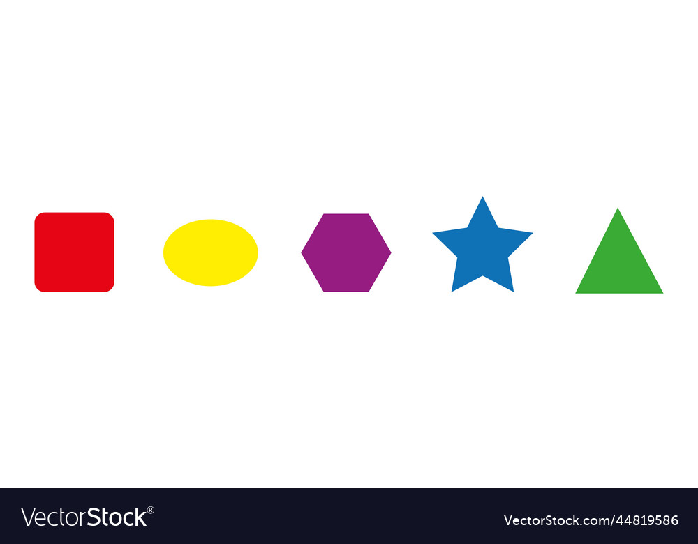 Basic geometric colorful 2d shapes collection Vector Image