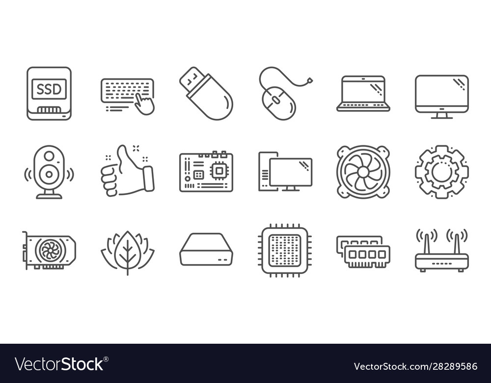 Computer Hardware Line Icons