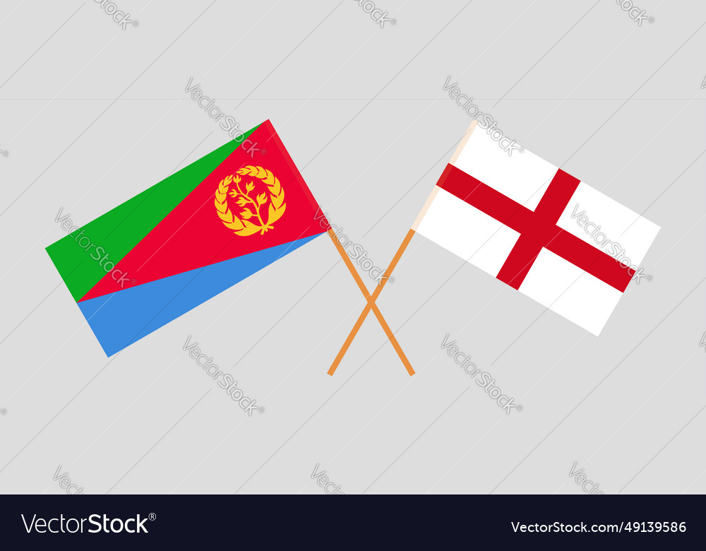 Gekreuzte Flaggen von eritrea und england offiziell