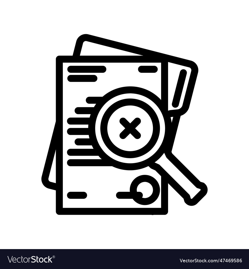 Document reject line icon vector image Document reject line icon
