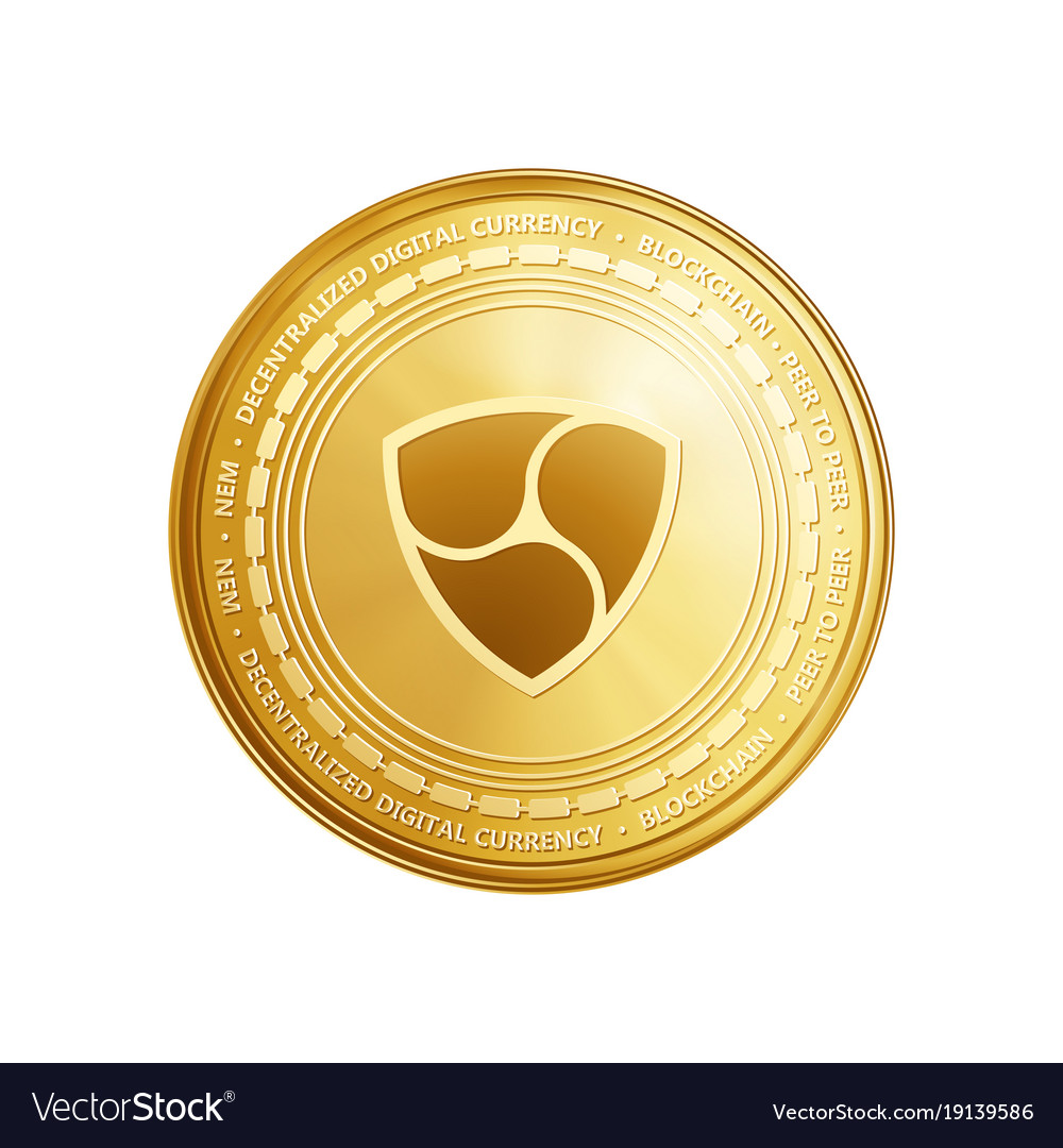 Golden ethereum blockchain coin symbol