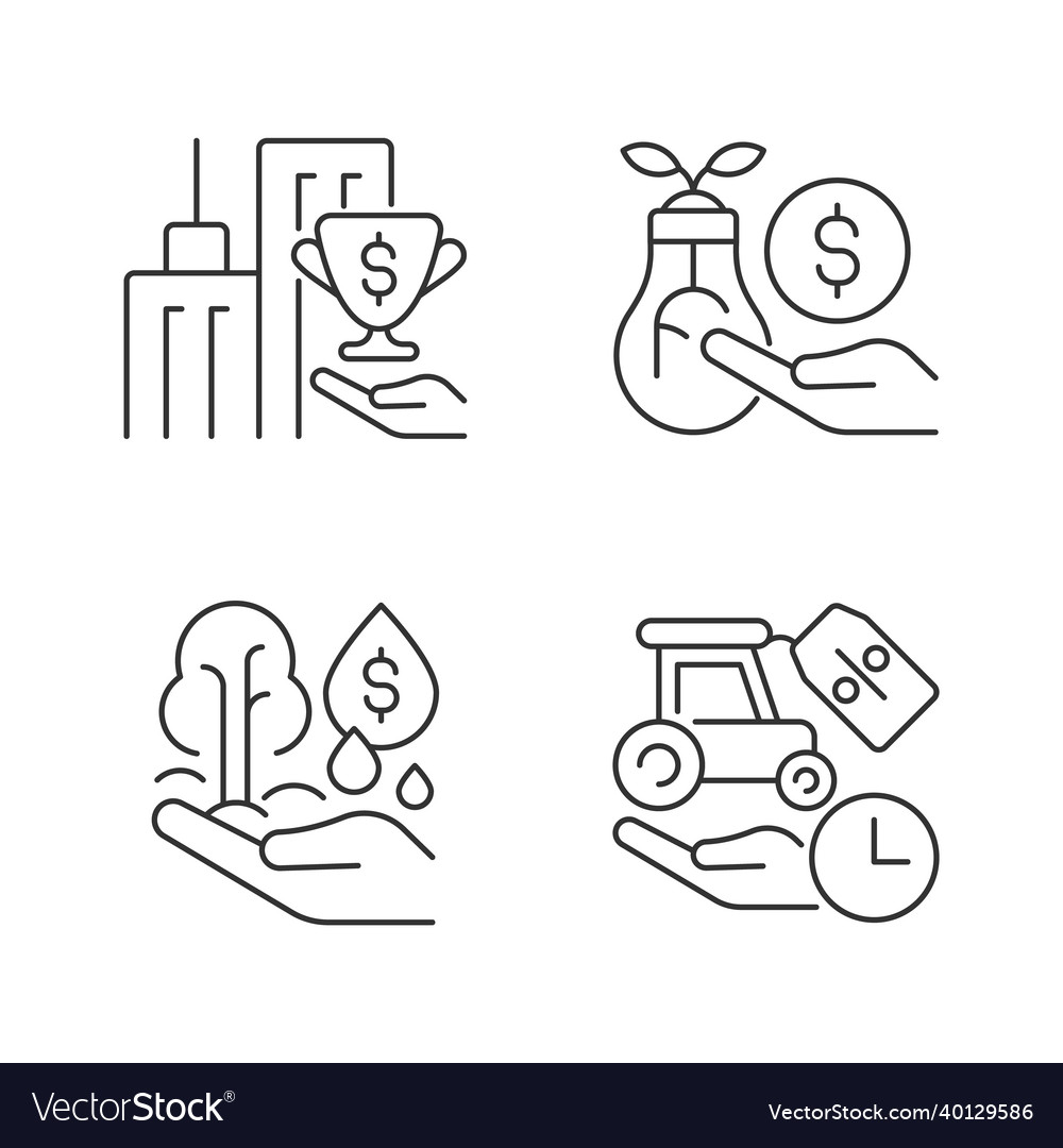 Grant and investment linear icons set vector image Grant and investment linear icons set