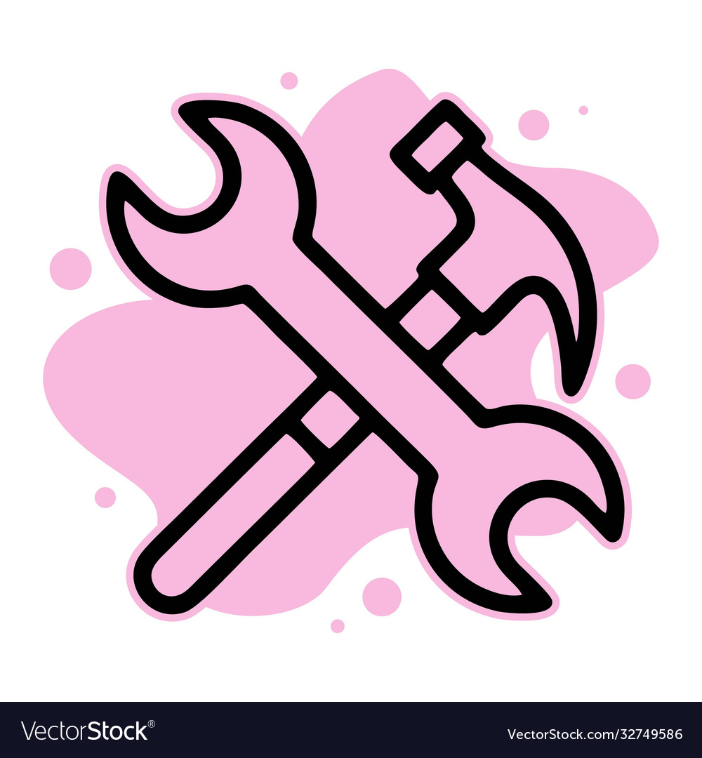 Hammer and wrench icon outline and wrench Vector Image