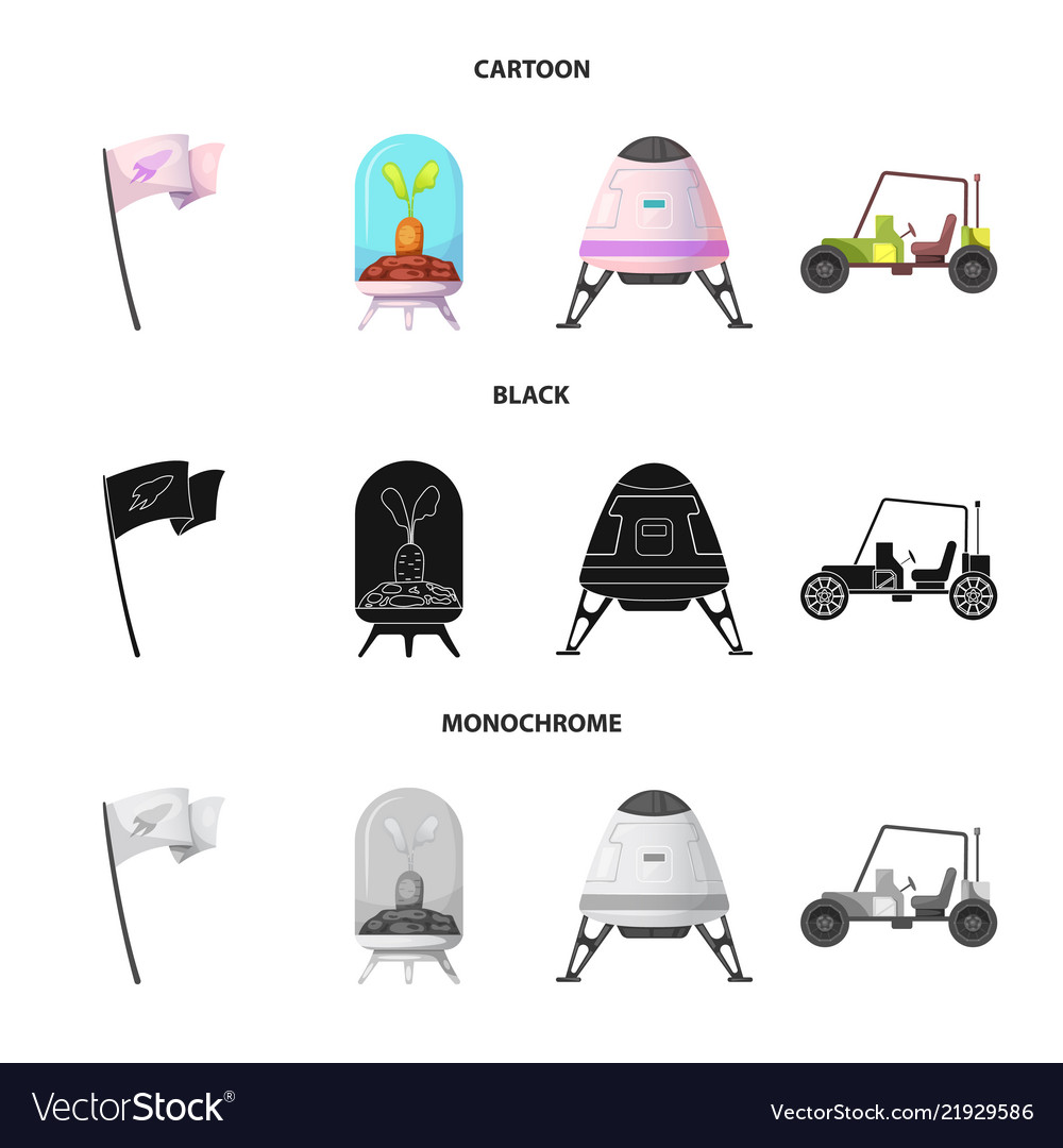 Isolated object of mars and space sign set