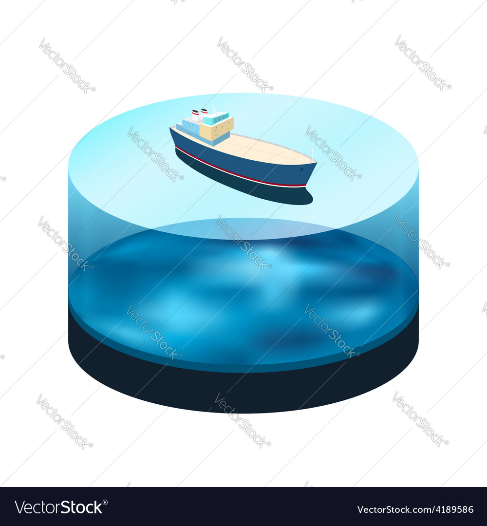 Isometric ship on the water