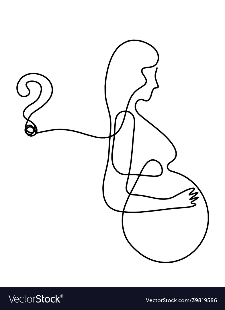 Mother silhouette body with question mark as line Vector Image