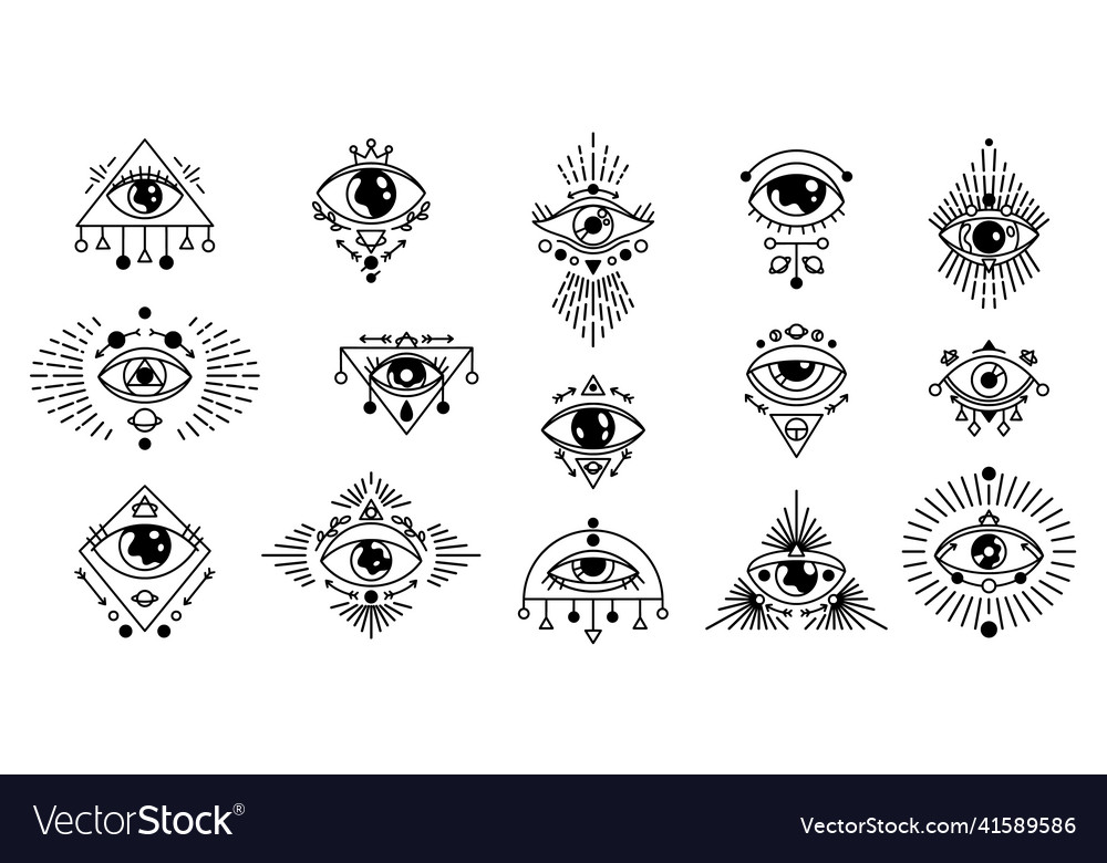 Mystic eyes esoteric and astrology tattoo symbol Vector Image