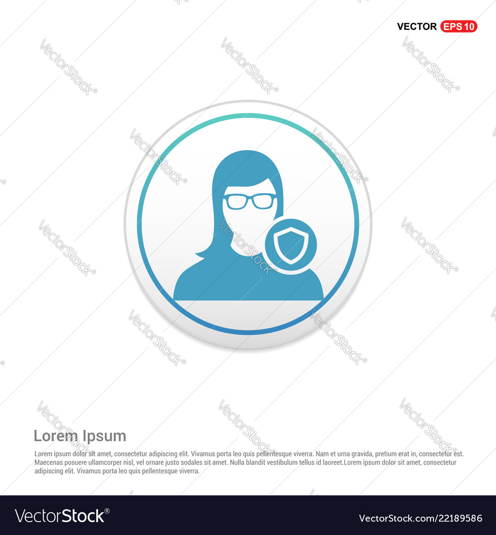 Protected user icon - white circle button vector image Protected user icon - white circle button
