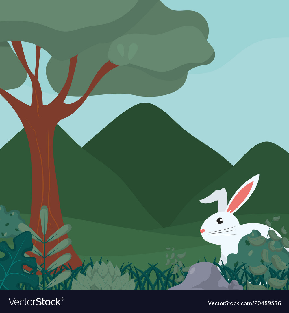 Rabbit in the forest Royalty Free Vector Image