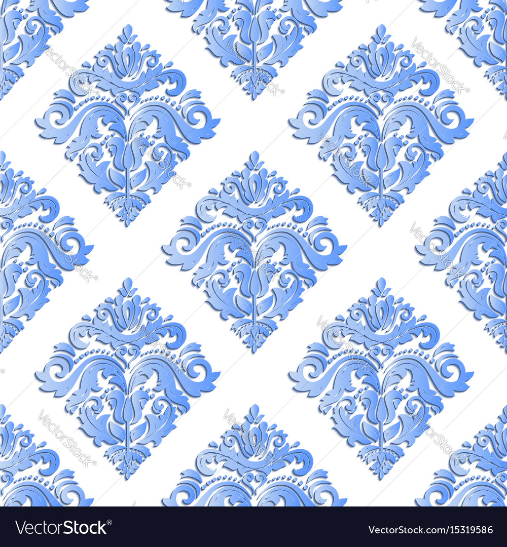 Seamless oriental pattern with 3d elements