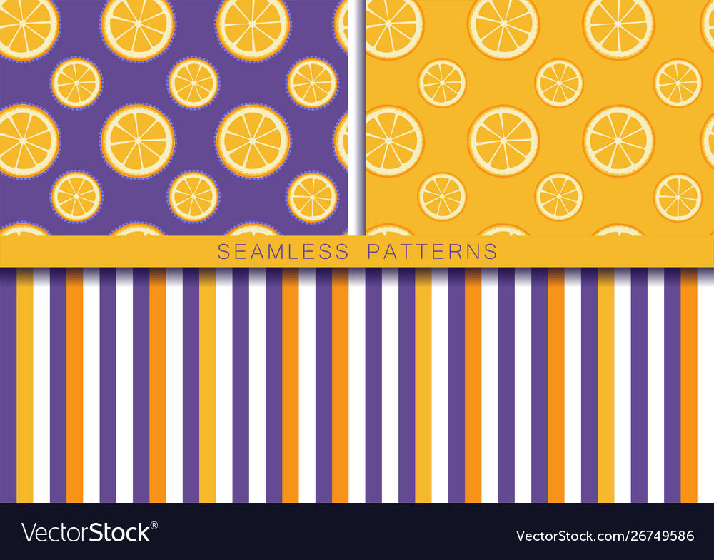 Set seamless patterns with round orange vector image Set seamless patterns with round orange