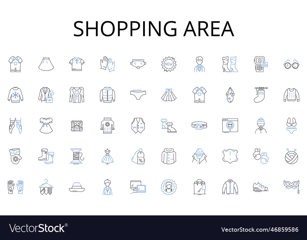 Shopping area line icons collection gratification