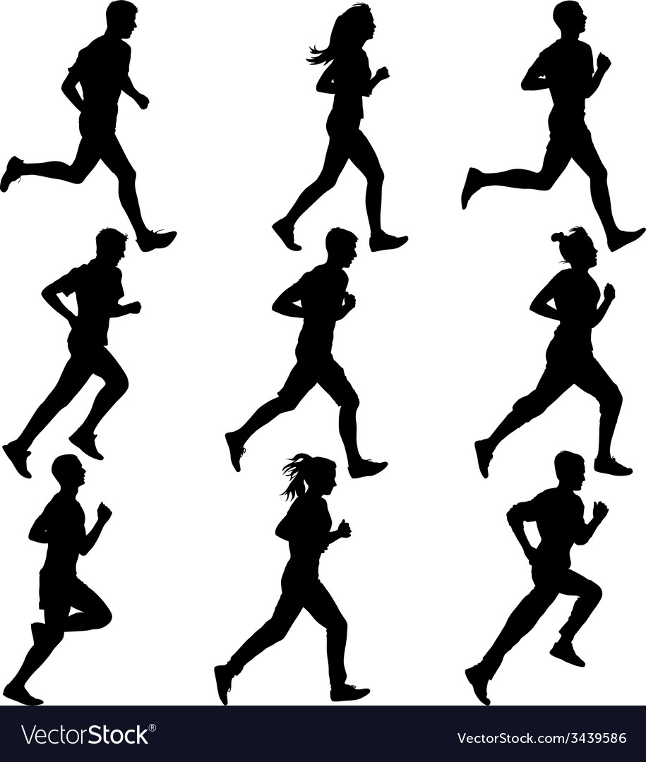Silhouettes of Runners Sprinting