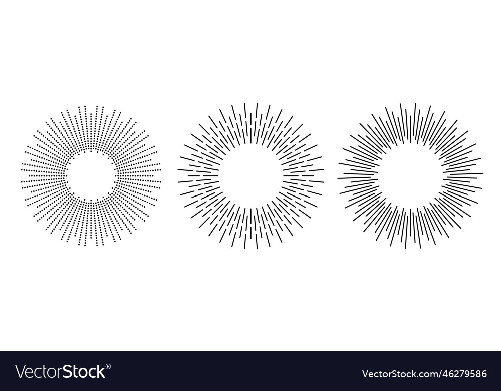 Sunburst frames set retro sun light rays element Vector Image