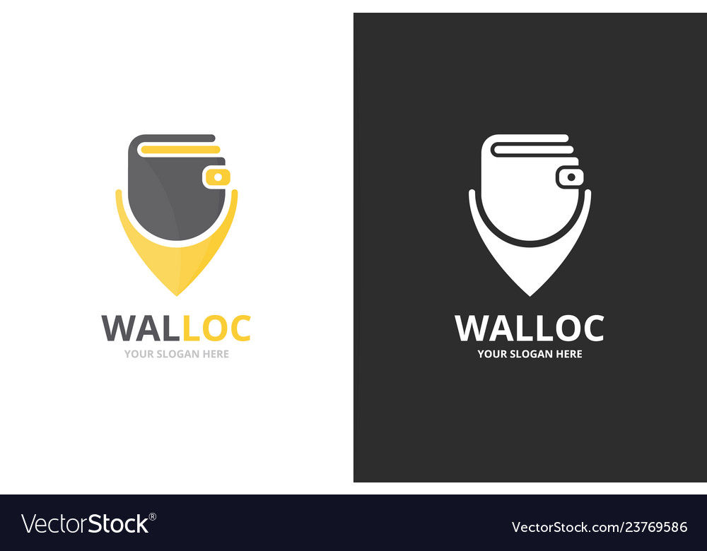 Wallet and map pointer logo combination unique vector image Wallet and map pointer logo combination unique