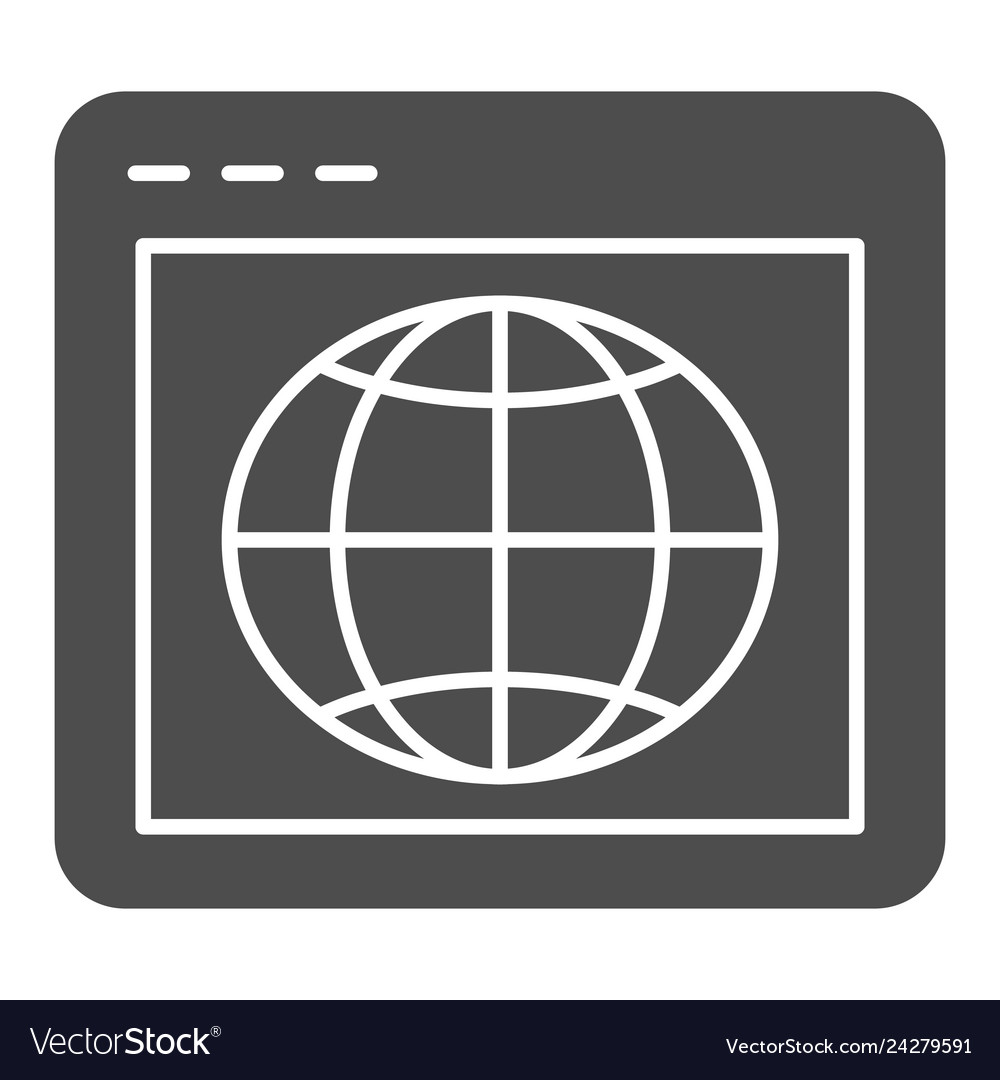 Browser with globe solid icon web page