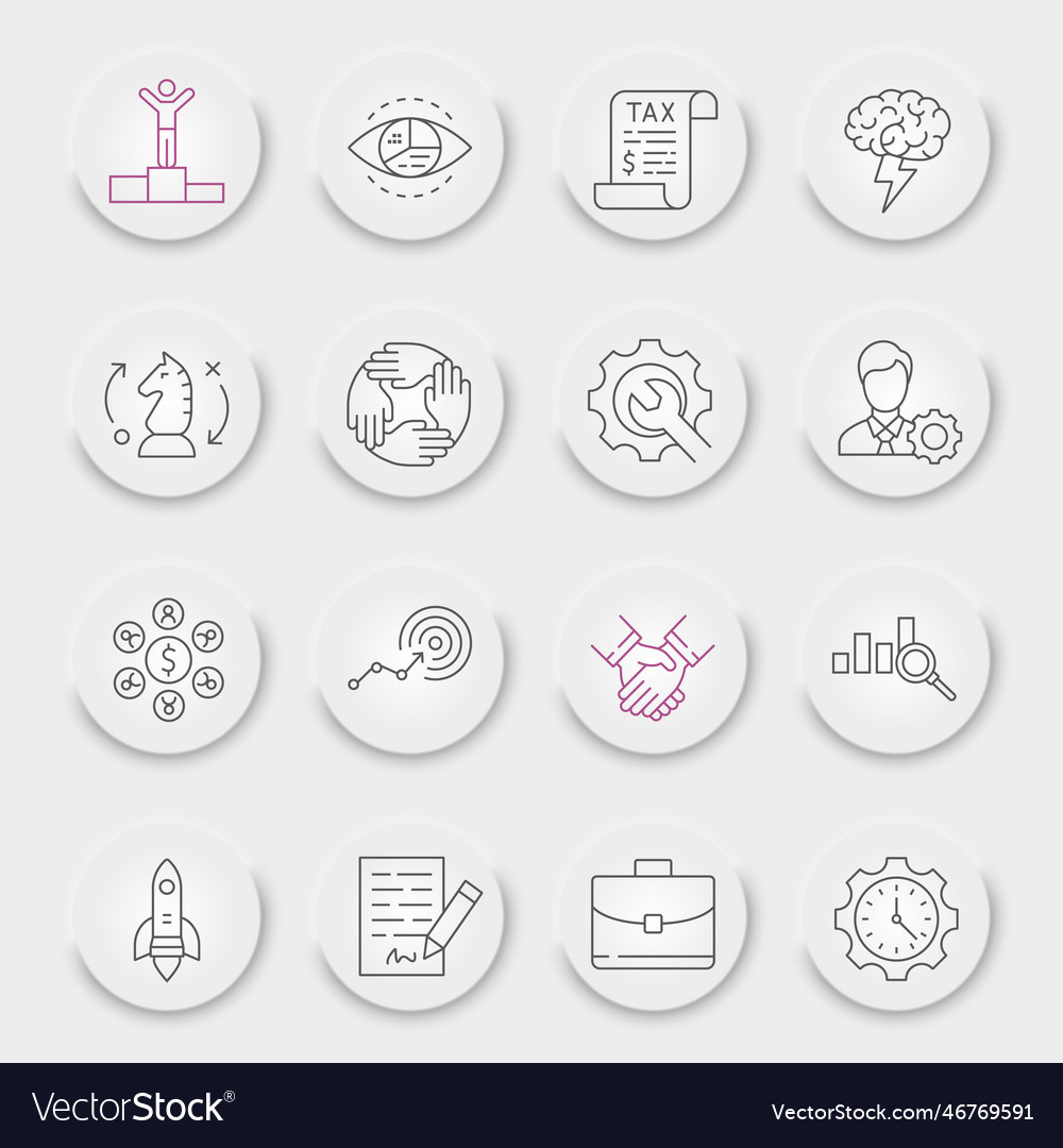 Business strategy line icon set