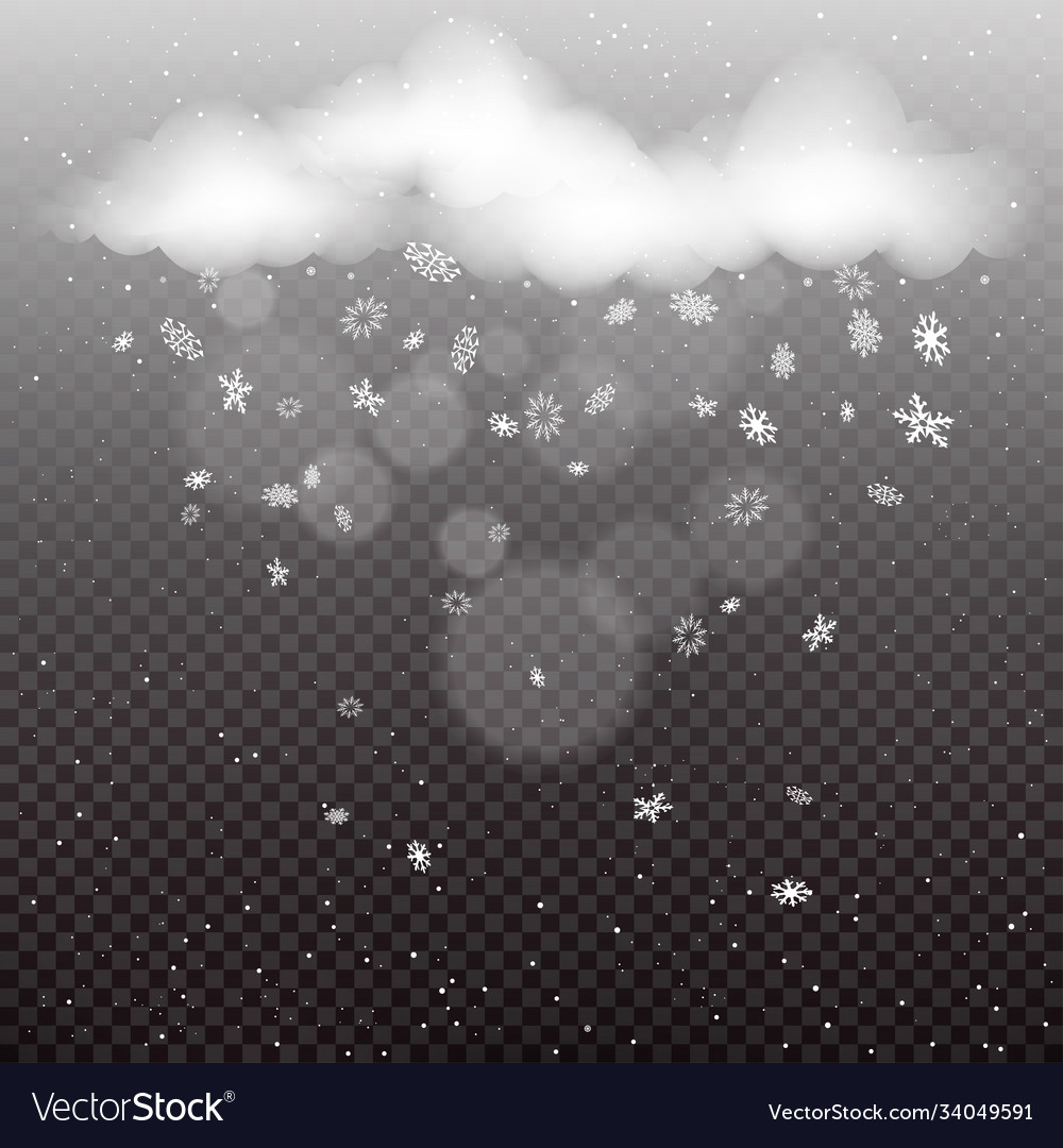 Clouds with snowfall template dark background