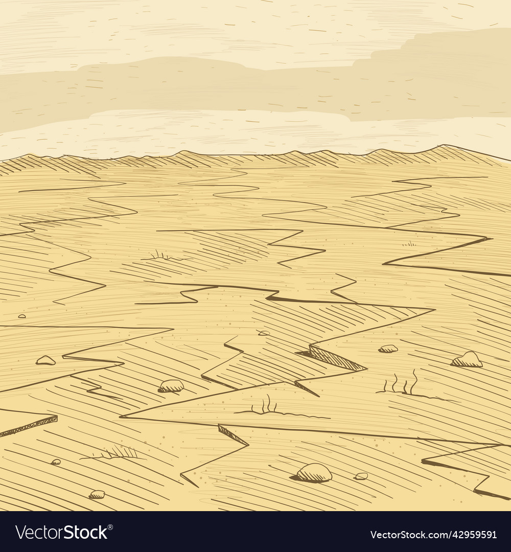 Deserted drought cracks in the ground wasteland Vector Image