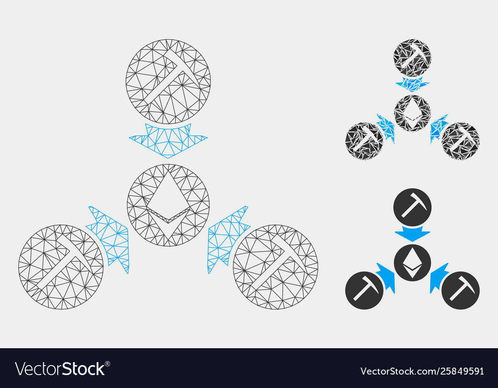 Ethereum mining pool mesh wire frame model vector image Ethereum mining pool mesh wire frame model