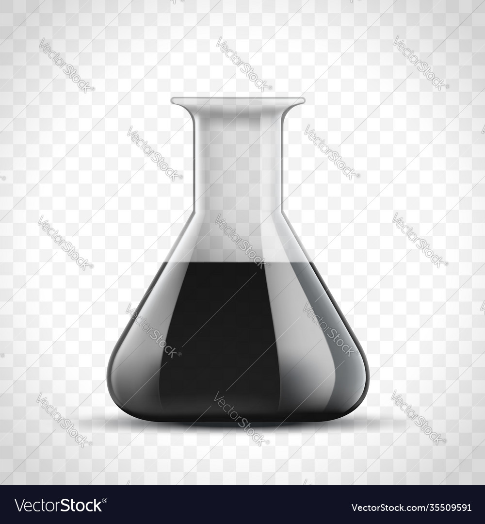Laboratory glass flask with black oil Royalty Free Vector