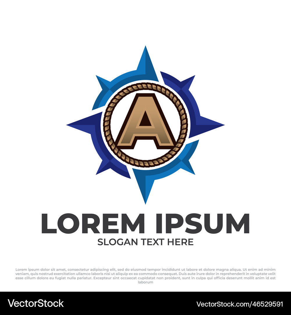 Letter a with compass logo concept colorful Vector Image