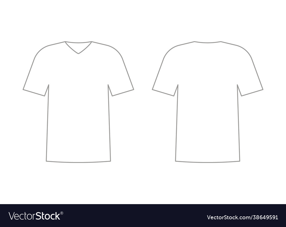 Mens white t-shirt outline template with short Vector Image