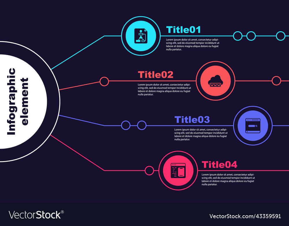 Set flowchart web development search engine vector image Set flowchart web development search engine