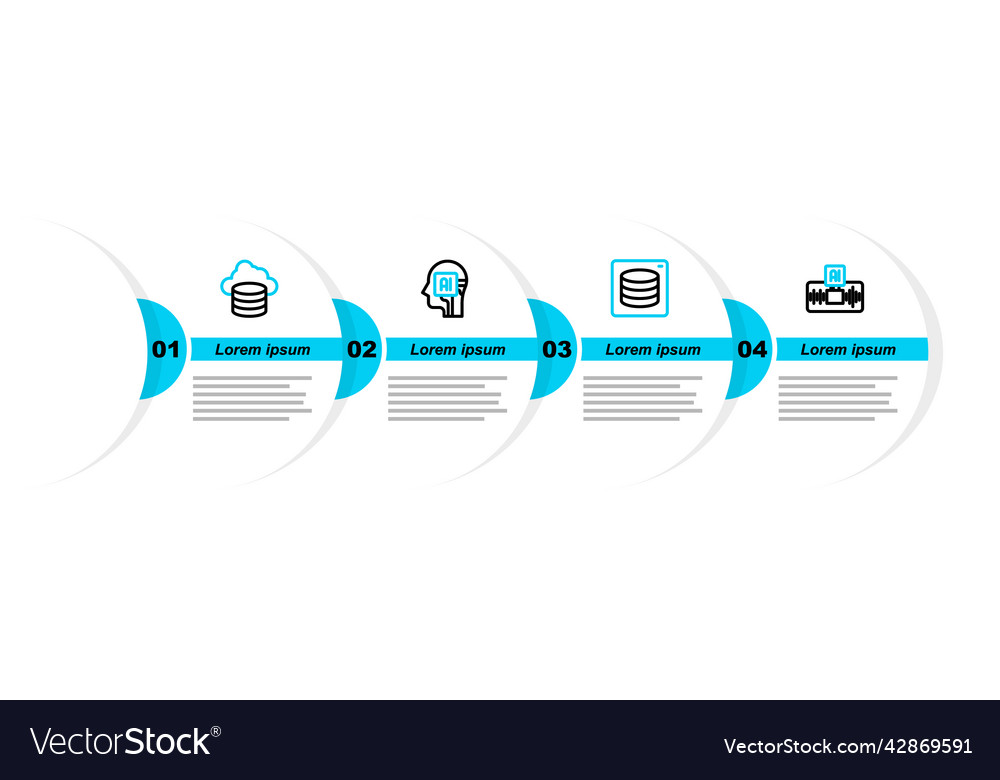 Set line artificial intelligence ai server data vector image Set line artificial intelligence ai server data