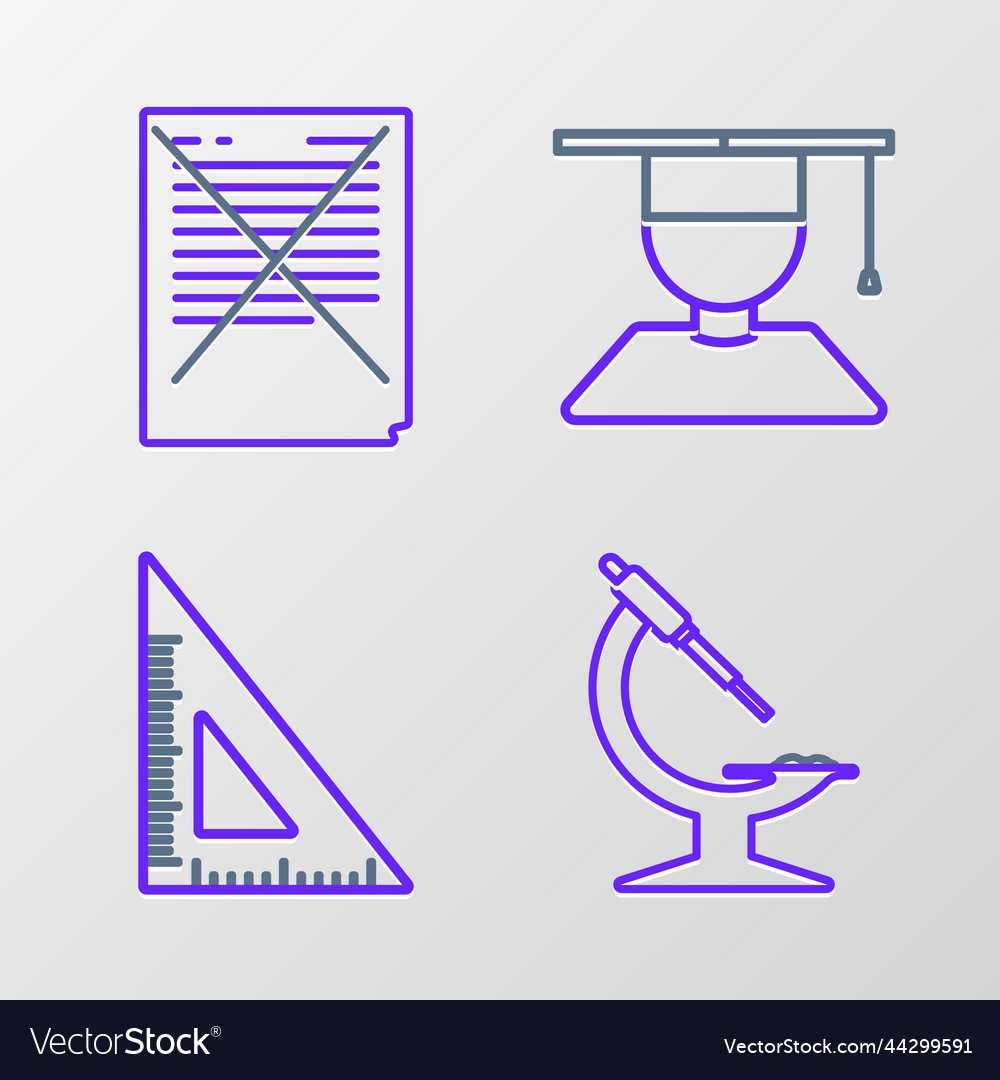 Set line microscope triangular ruler graduate vector image Set line microscope triangular ruler graduate