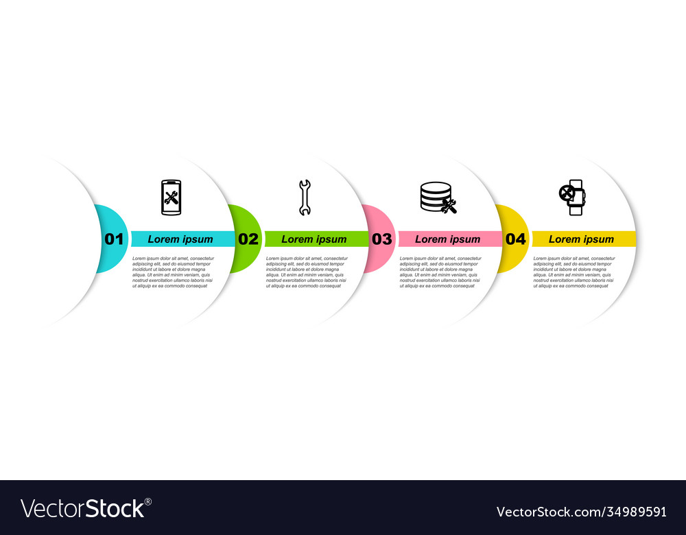 Set line smartphone service wrench database Vector Image Set line smartphone service wrench database