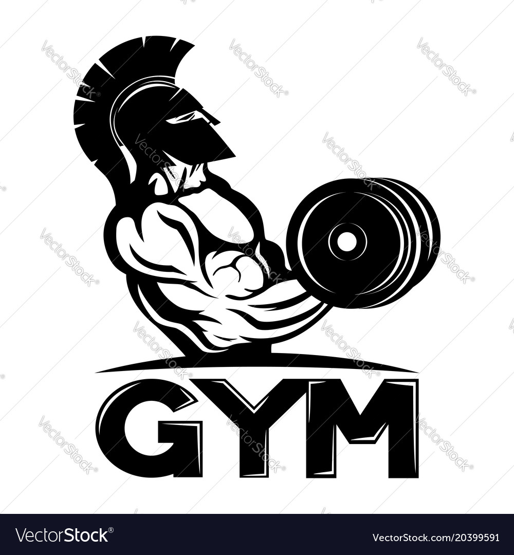 Sign of a gym with a warrior Royalty Free Vector Image