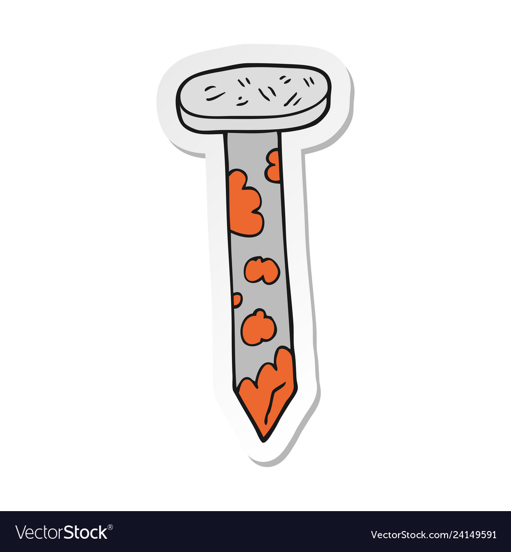 Sticker a cartoon rusty nail Royalty Free Vector Image