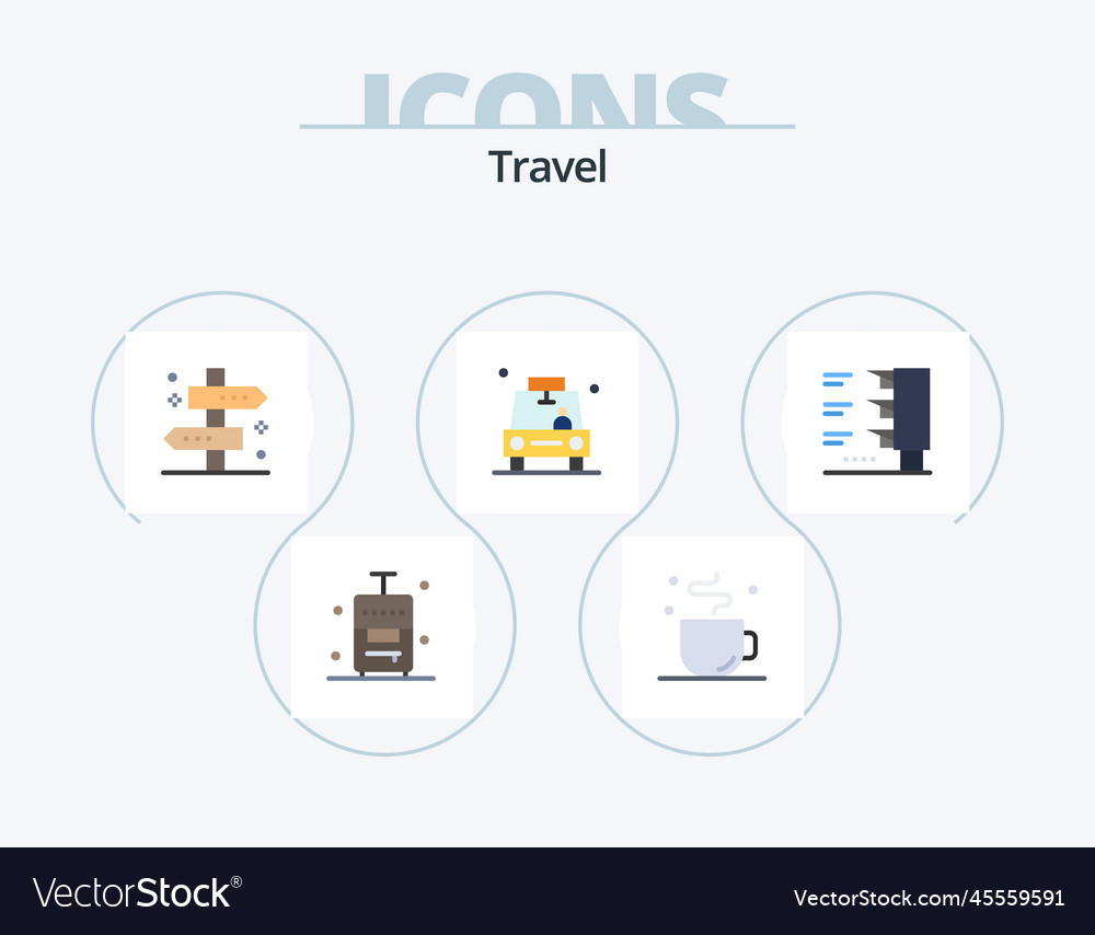 Travel flat icon pack 5 design taxi location