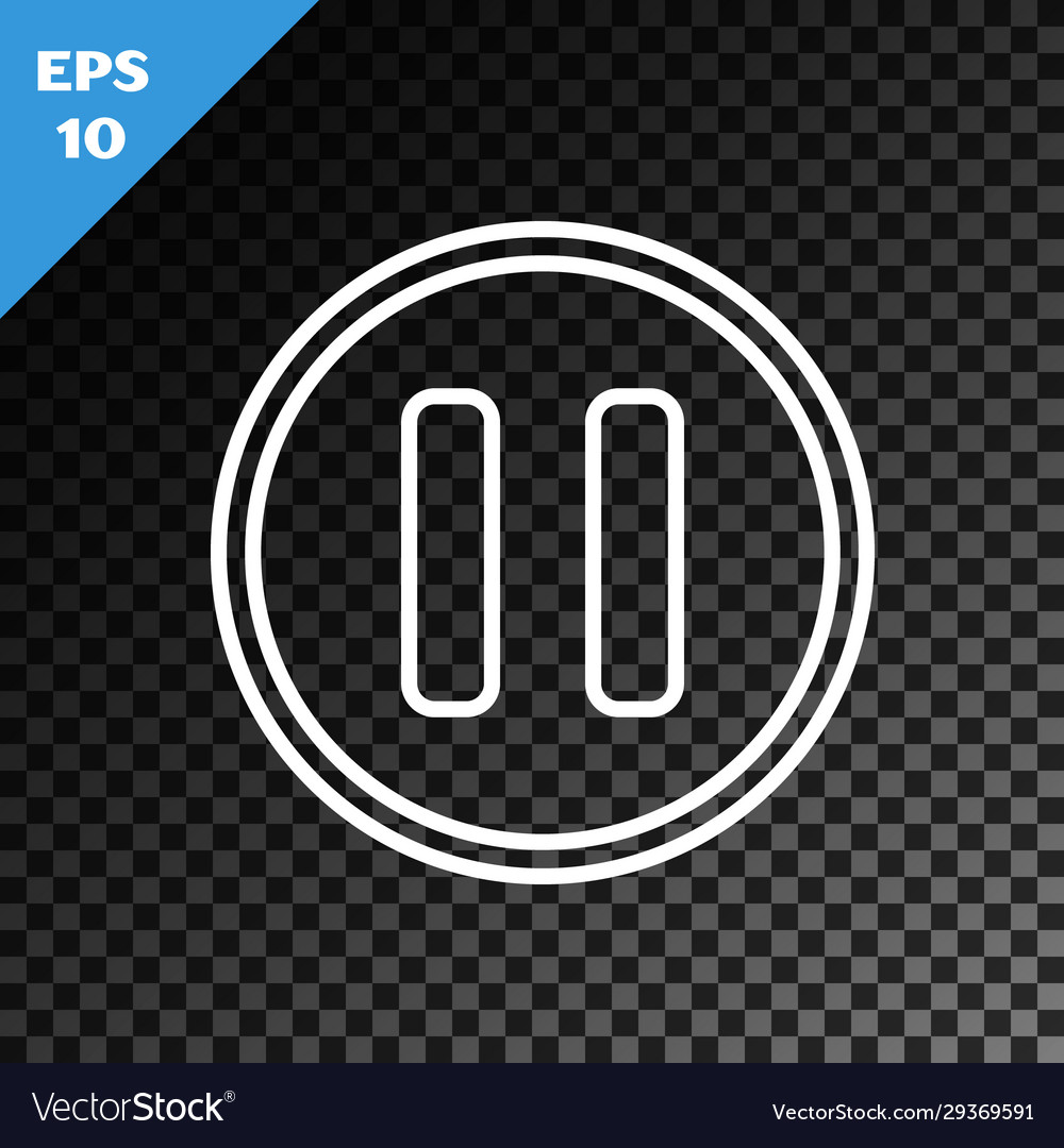 White line pause button icon isolated Vector Image White line pause button icon isolated