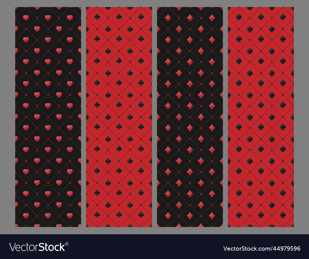 A set of seamless patterns on red and black vector image A set of seamless patterns on red and black