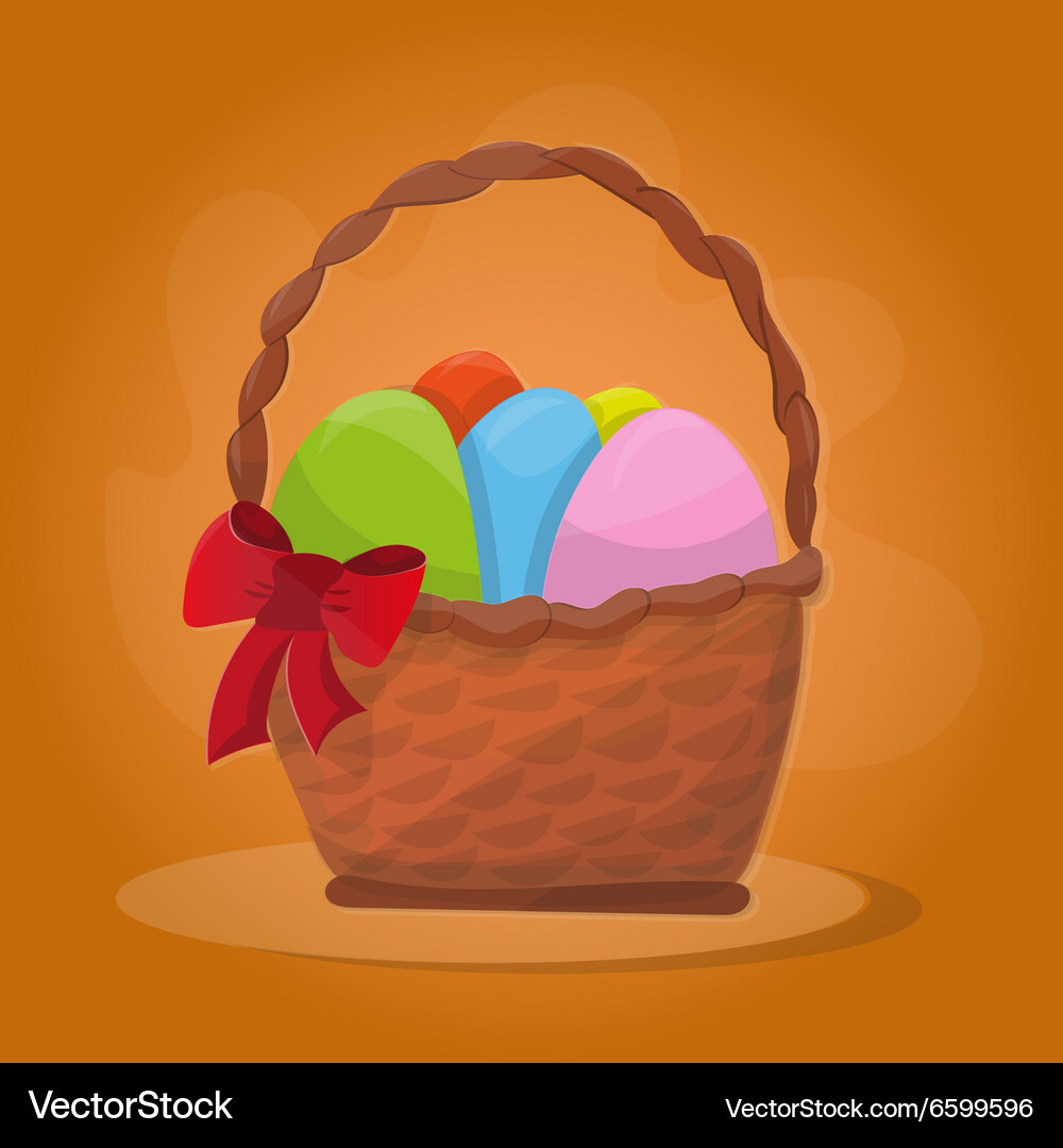 Basket with easter eggs Royalty Free Vector Image