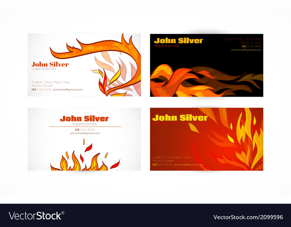 Business card fire Royalty Free Vector Image VectorStock