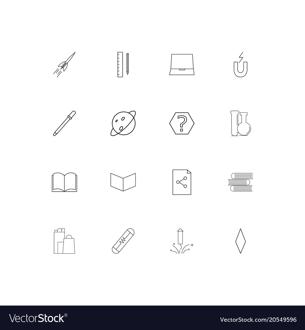 Education and science simple linear icons set