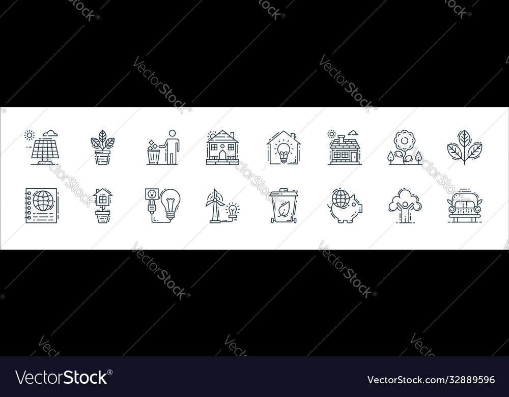 Environment and eco line icons linear set quality vector image Environment and eco line icons linear set quality