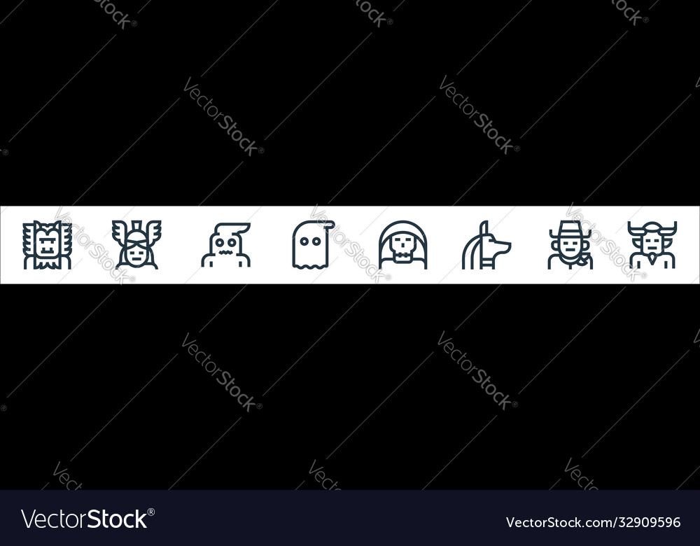 Fantastic characters line icons linear set Vector Image Fantastic characters line icons linear set