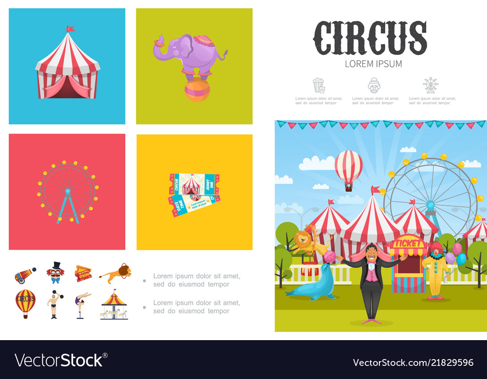 Flat circus infographic concept Royalty Free Vector Image