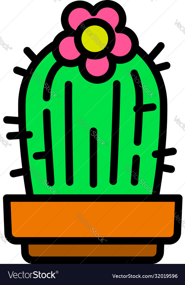 Flower Cactus Icon Outline Style Royalty Free Vector Image 0260