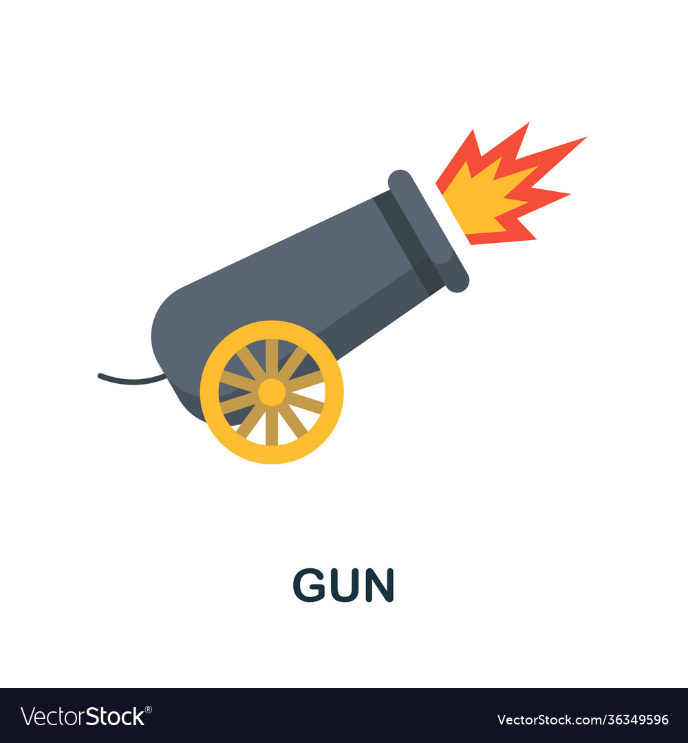 Gun flat icon color simple element from weapon