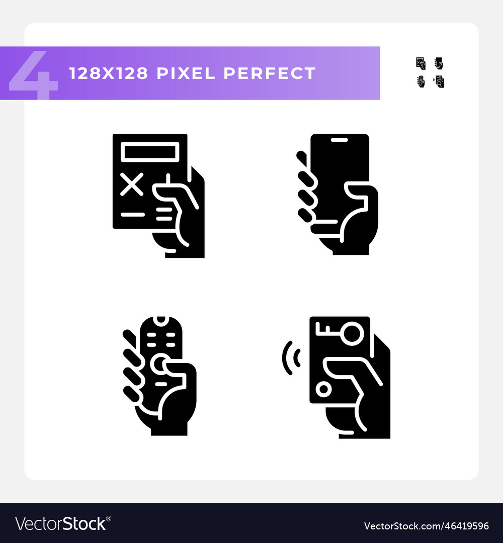 Hands with mobile devices pixel perfect black