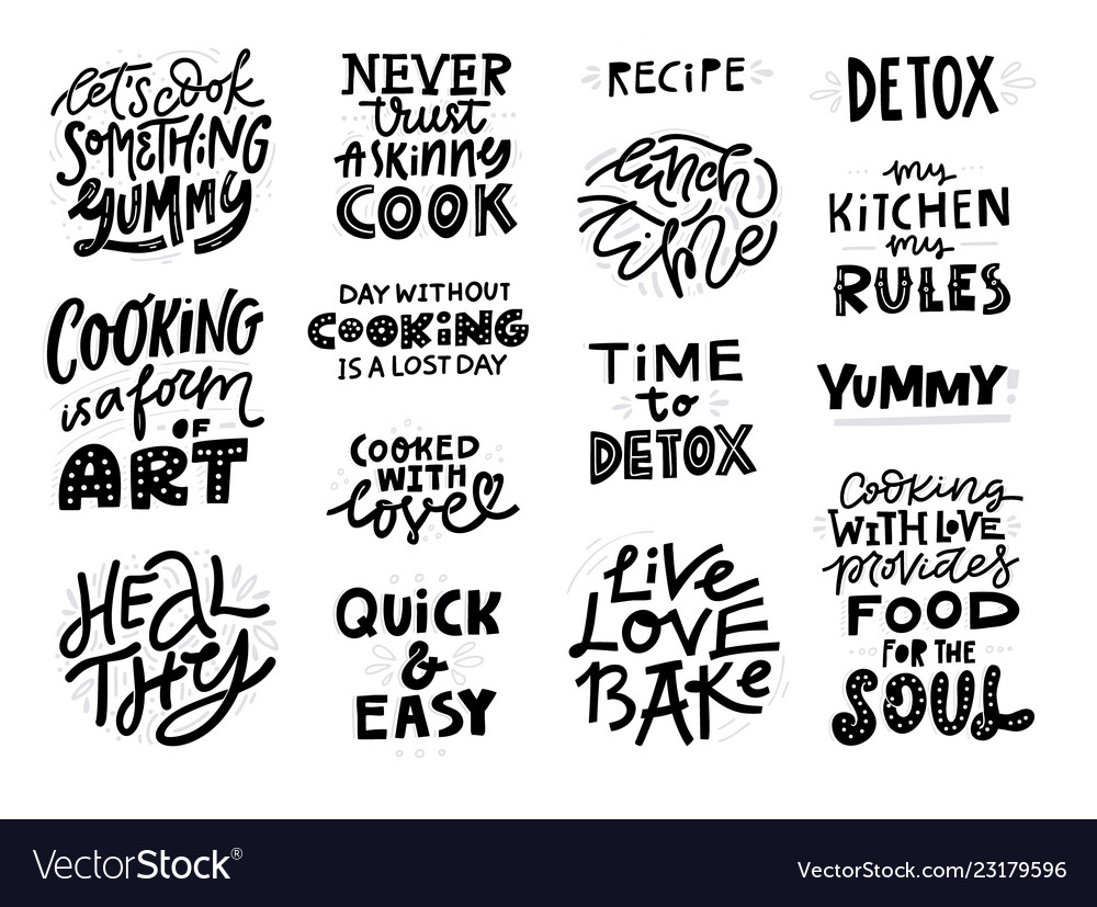 Handwritten Cooking Slogans - Black Lettering