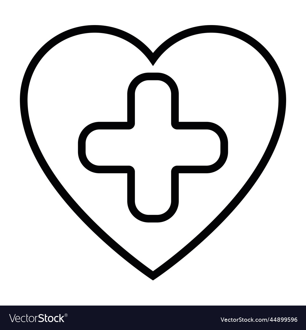 Isolated heart shape with cross symbol icon