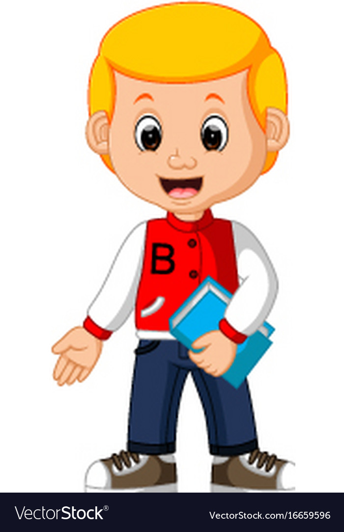 Kids boy carrying book cartoon