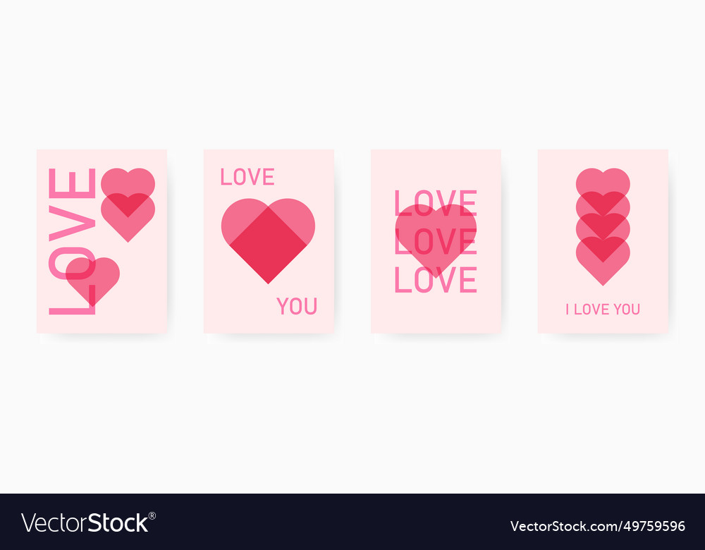 Love abstract heart shape poster template set Vector Image